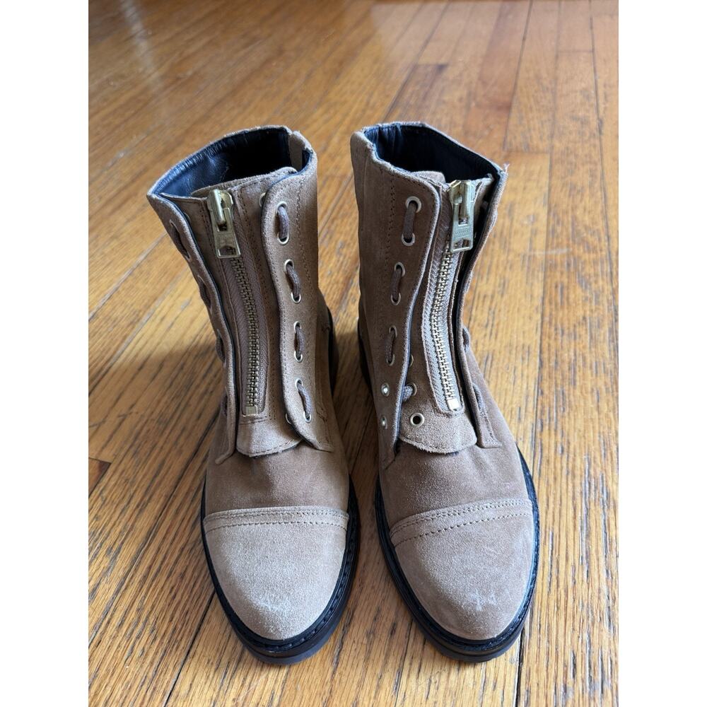 All Saints Ariel Brown Suede Zip Up Combat Boots Size 37 - Picture 15 of 15